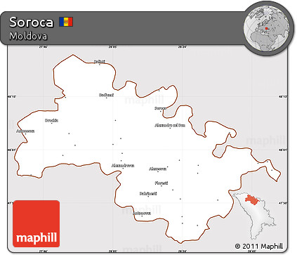 Classic Style Simple Map of Soroca, cropped outside
