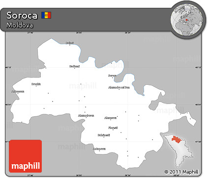 Gray Simple Map of Soroca, single color outside