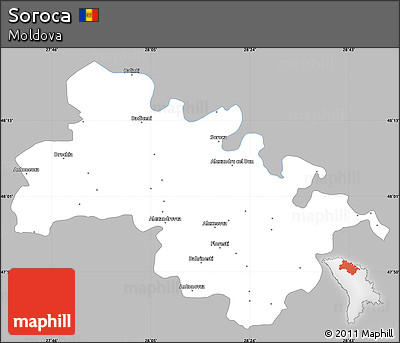 Gray Simple Map of Soroca, single color outside