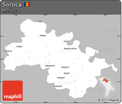 Gray Simple Map of Soroca, single color outside