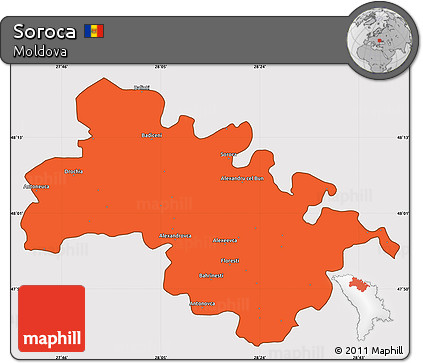 Political Simple Map of Soroca, cropped outside