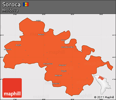 Political Simple Map of Soroca, cropped outside