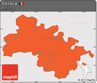 Political Simple Map of Soroca, cropped outside