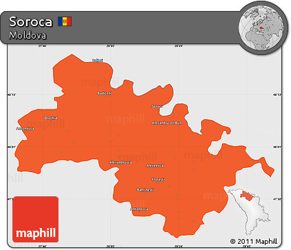 Political Simple Map of Soroca, single color outside