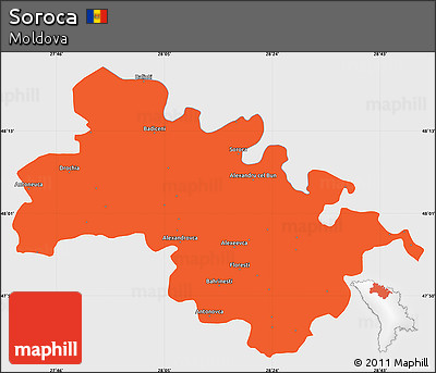 Political Simple Map of Soroca, single color outside