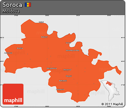 Political Simple Map of Soroca, single color outside