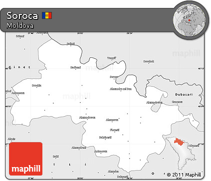 Silver Style Simple Map of Soroca