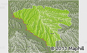 Physical 3D Map of Ungheni, semi-desaturated