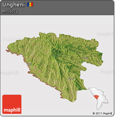 Satellite 3D Map of Ungheni, cropped outside