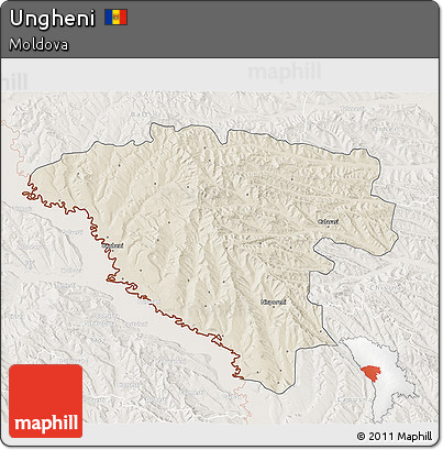 Shaded Relief 3D Map of Ungheni, lighten