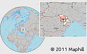 Gray Location Map of Ungheni, highlighted country