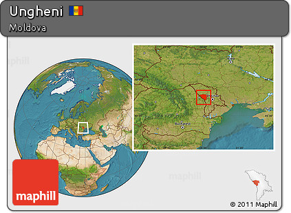Satellite Location Map of Ungheni