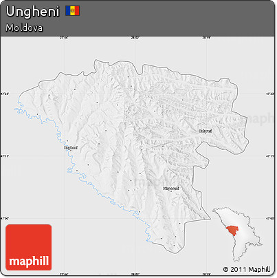 Silver Style Map of Ungheni, single color outside