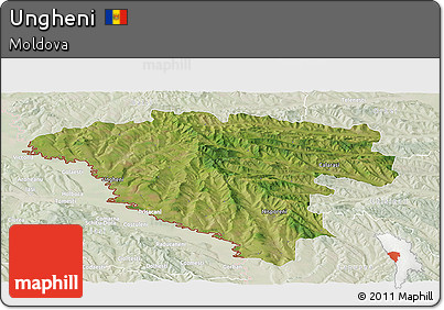 Satellite Panoramic Map of Ungheni, lighten