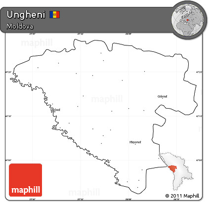 Blank Simple Map of Ungheni, cropped outside