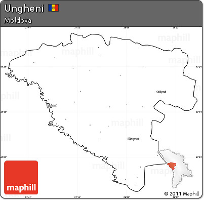 Blank Simple Map of Ungheni, cropped outside