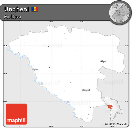 Silver Style Simple Map of Ungheni, single color outside