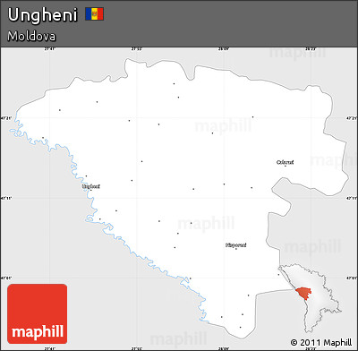 Silver Style Simple Map of Ungheni, single color outside