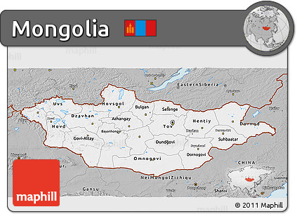 Gray 3D Map of Mongolia