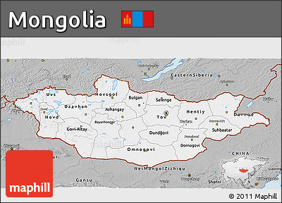 Gray 3D Map of Mongolia