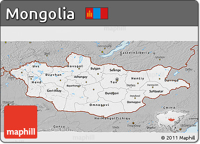 Gray 3D Map of Mongolia