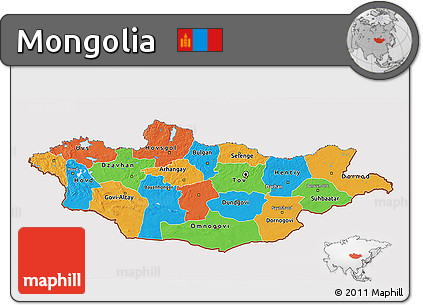 Political 3D Map of Mongolia, cropped outside