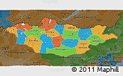 Political 3D Map of Mongolia, darken