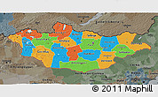 Political 3D Map of Mongolia, darken, semi-desaturated