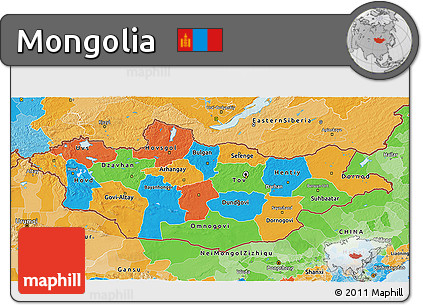 Political 3D Map of Mongolia