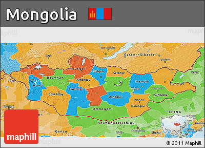 Political 3D Map of Mongolia