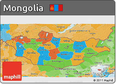 Political 3D Map of Mongolia