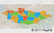 Political 3D Map of Mongolia, lighten, semi-desaturated