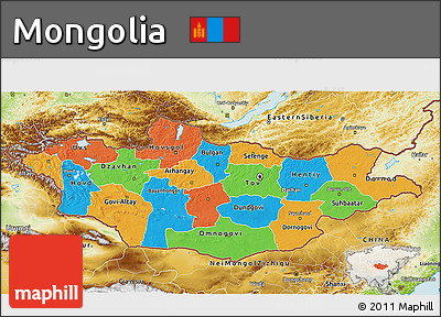 Political 3D Map of Mongolia, physical outside