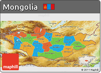 Political 3D Map of Mongolia, physical outside