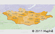 Political Shades 3D Map of Mongolia, lighten