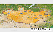 Political Shades 3D Map of Mongolia, satellite outside