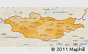 Political Shades 3D Map of Mongolia, shaded relief outside