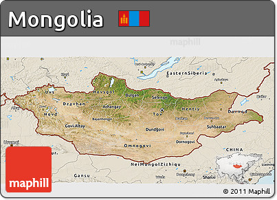 Satellite 3D Map of Mongolia, shaded relief outside