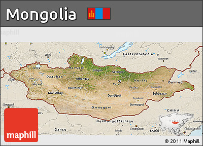 Satellite 3D Map of Mongolia, shaded relief outside