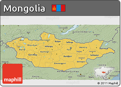 Savanna Style 3D Map of Mongolia