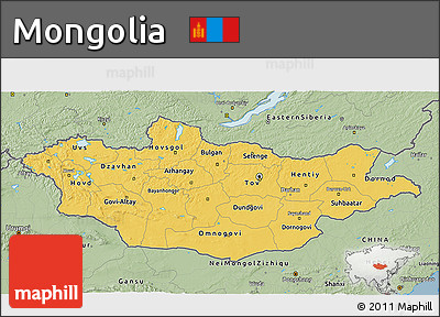 Savanna Style 3D Map of Mongolia