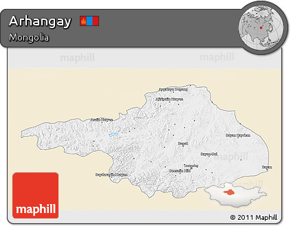 Classic Style 3D Map of Arhangay, single color outside
