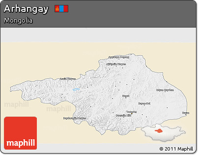 Classic Style 3D Map of Arhangay, single color outside