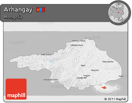 Gray 3D Map of Arhangay, single color outside