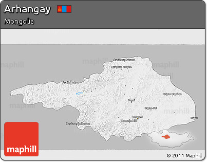 Gray 3D Map of Arhangay, single color outside