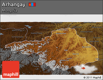 Physical 3D Map of Arhangay, darken