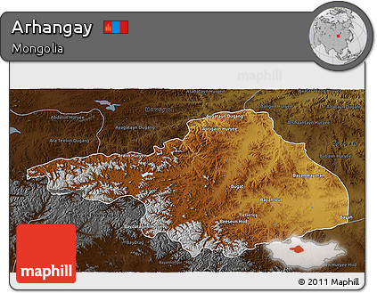 Physical 3D Map of Arhangay, darken