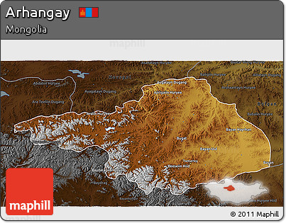 Physical 3D Map of Arhangay, darken