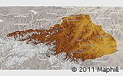 Physical 3D Map of Arhangay, lighten, semi-desaturated