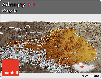 Physical 3D Map of Arhangay, semi-desaturated
